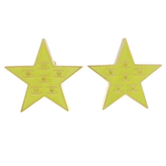 Chanel Star Earrings Clip-On Yellow - Picture 1 of 4